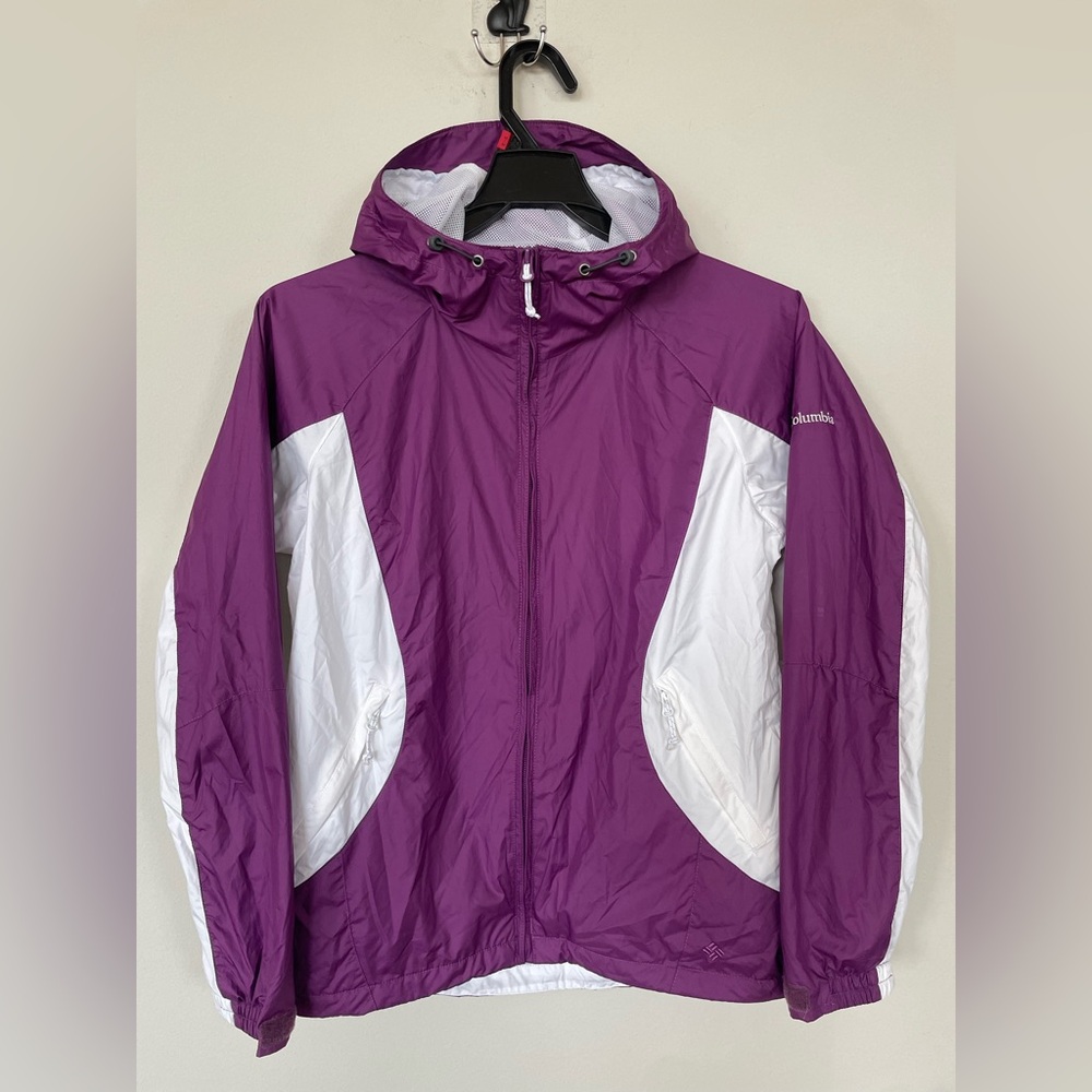 Columbia Women’s Yamhill Wind II Purple White Full Zip Hooded Jacket Size M